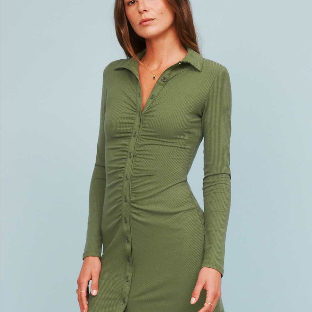 Reformation Olive Button-Up Mini Dress - Picture 2 of 5